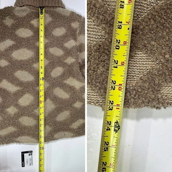 Anthropologie Rosie Neira Sz XS Intarsia Spotted Cardigan Sweater Grandpa Tan - Picture 10 of 16